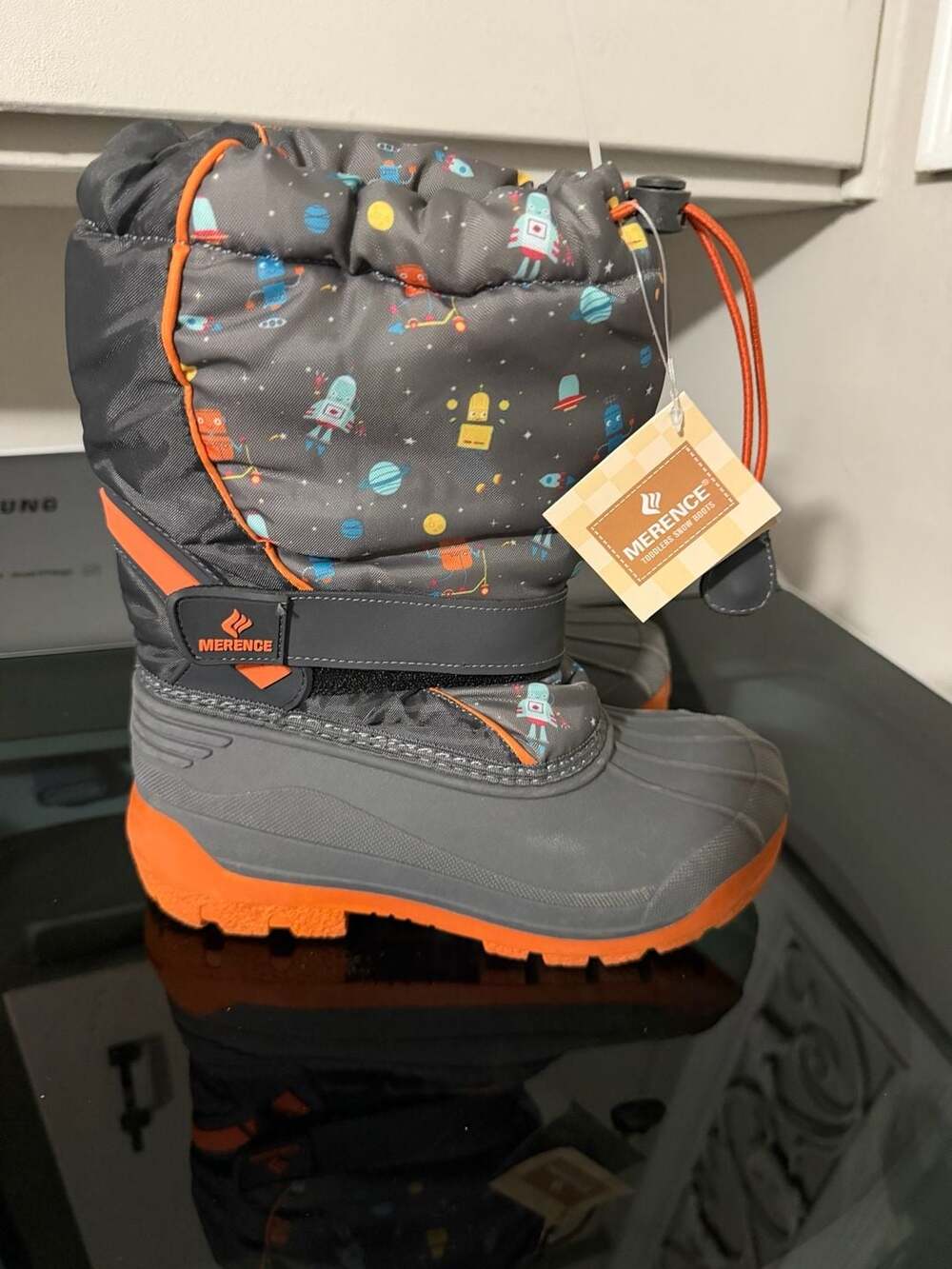 HOBIBEAR Boys' Waterproof Winter Snow Boots, Insulation, Faux Fur Lining, Textur